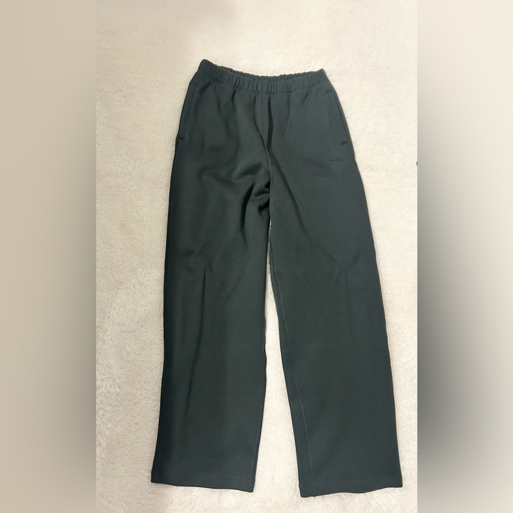 Skims Cotton Fleece Classic Straight Leg Pants - Clover Green - Picture 12 of 14